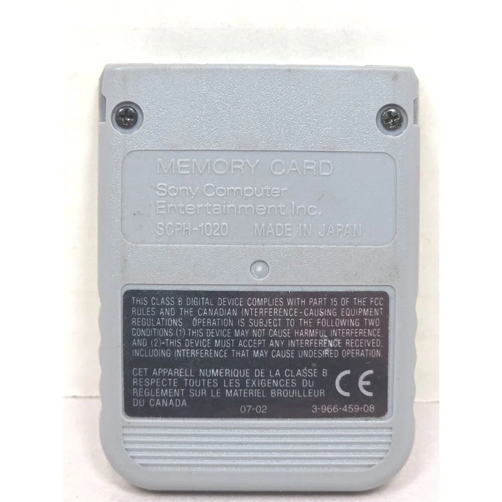 Sony SCPH-1020 Playstation Memory Card - Gray - TESTED Working